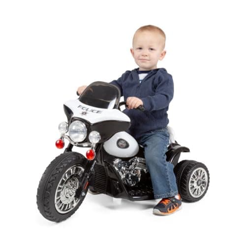 Kids Motorcycle - 3-Wheel Ride on Toy with Police Decals, Reverse, and Headlights - 6V Electric Motorcycle for Kids Ages 3 to 6 by Lil' Rider (Black)