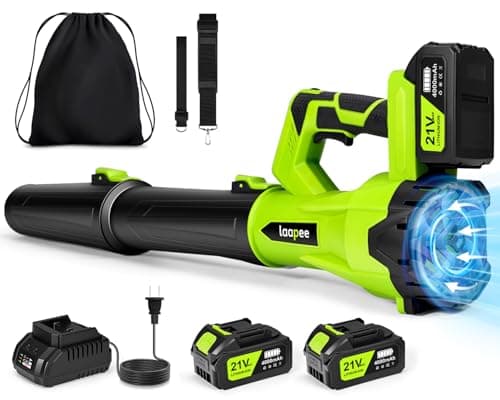 Leaf Blower Cordless,Electric Leaf Blower with 2 4.0Ah Battery Powered and Fast Charger, Cordless Blowers for Lawn Care and Car Dust Snow Blower,6 Speed Control