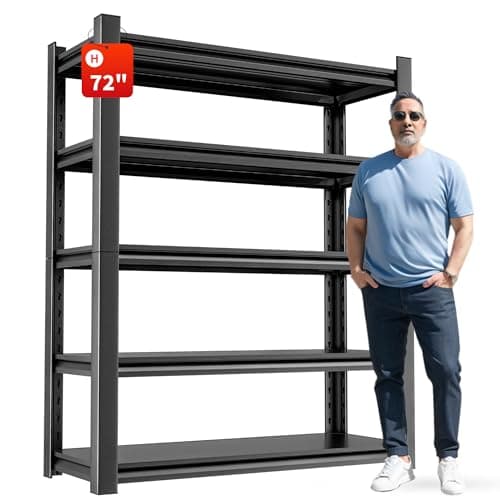 OLLRRACT Metal Garage Storage Shelving Unit, 5-Tier Heavy Duty Adjustable Utility Shelves, Industrial Steel Shelving for Garage, Warehouse, and Storage Solutions 24" D x48 W x72 H