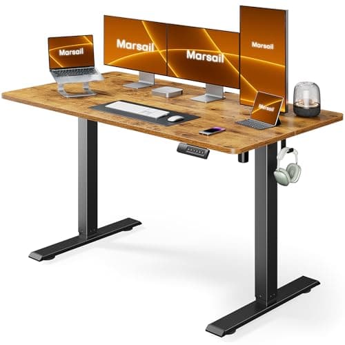 Marsail Electric Standing Desk Adjustable Height, 55 * 24 Inch Adjustable Desk Stand up Desk for Home Office Furniture Computer Desk Memory Preset with Headphone Hook