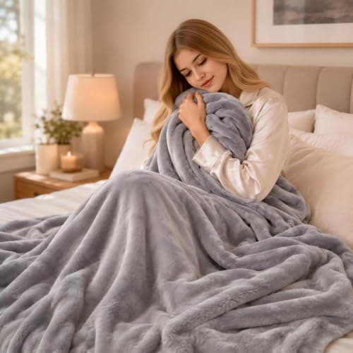 ONDAN Electric Heated Blanket Full Size 72"x84", Microplush Fast Heating for Winter Night Sleeping, 5 Heat Settings & 10 Hours Auto Off, Safe for Bedroom & Sofa Use, Machine Washable, Light Grey