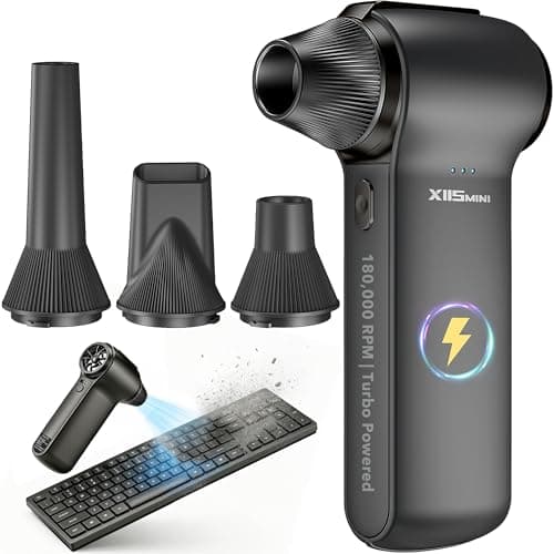 Compressed Air Duster 180000RPM – Super Power Cordless Electric Air Duster with 3-Speed Turbo Fan, Rechargeable Air Blower for Computer, Keyboard, Car, Camera & Home Cleaning