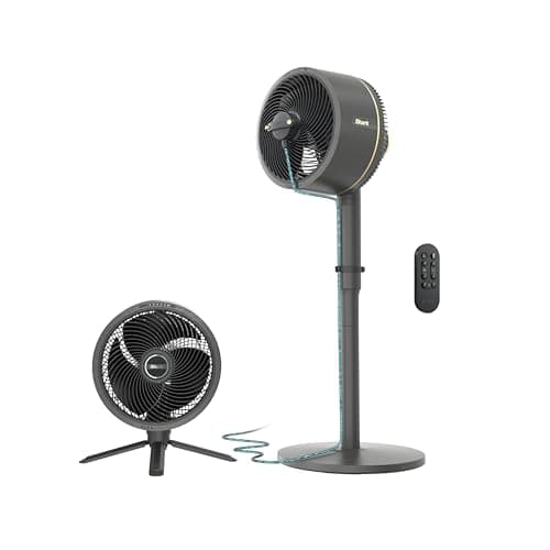 Shark FlexBreeze Fan, Indoor & Outdoor Oscillating Cooling Fan, Floor & Tabletop, Portable Cordless & Corded, Bedroom, Office & Patio Fan, InstaCool Misting Attachment & Remote, Grey, FA222​