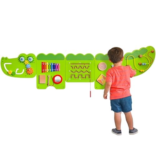 Spark & Wow Crocodile Activity Wall Panels | Light Green | Ages 18m+ | Montessori Sensory Wall Toy | 9 Activities| Busy Board Toys for Toddlers