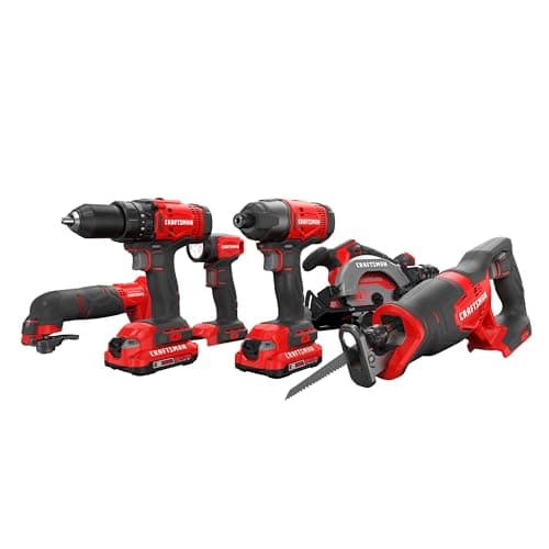 CRAFTSMAN V20 Cordless 6-Tool Combo Kit With Two 2.0 Ah Batteries and Charger (CMCK601D2)