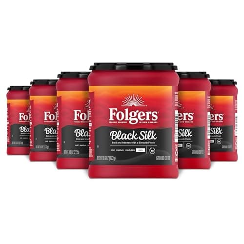 Folgers Black Silk Dark Roast Coffee, 9.6 Ounces (Pack of 6)