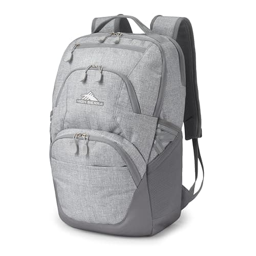 High Sierra Swoop SG Backpack, Travel or Work Laptop Bookbag with Drop Protection Pocket, and Tablet Sleeve, One Size, Silver Heather