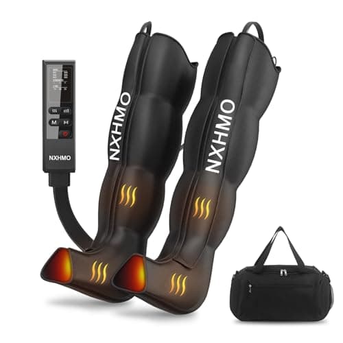 NXHMO Leg Massager with Heat and Compression, Foot Massager for Circulation and Pain Relief, Sequential Air Compression Boots Recovery System with 9 Intensities 6 Modes,3 Heating for Athletes