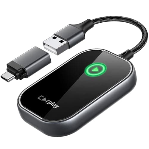 Wireless CarPlay Adapter for Apple iPhone, Converts Factory Wired to Wireless CarPlay Dongle Plug & Play Auto Connect Zero Latency for Cars from 2015 and iOS 10+