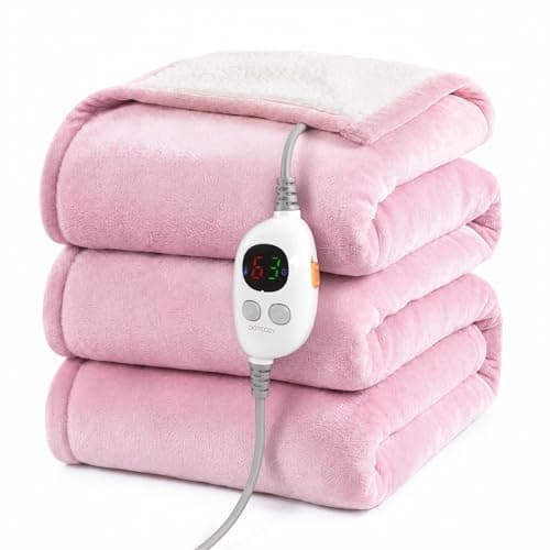 GOTCOZY Heated Blanket Electric Throw 60''X70''- Electric Throw Blanket with Extra Large Size 6 Heating Level & 9 Time Settings Heating Blanket, Machine Washable (Rose)