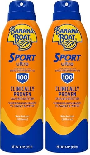 Banana Boat Sport Ultra Sunscreen Spray, SPF 100 | Water Resistant | 6oz | Pack of 2