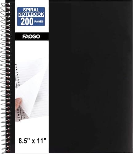 Spiral Notebook, 8.5" x 11", 200 Sheets, College Ruled & Graph Paper, Water-Resistant Cover, Easy Tear-Off, 3-Hole Punched, Black - Ink Bleed Resistant Lawn, Yard, Patio, Garden Cleaning 1