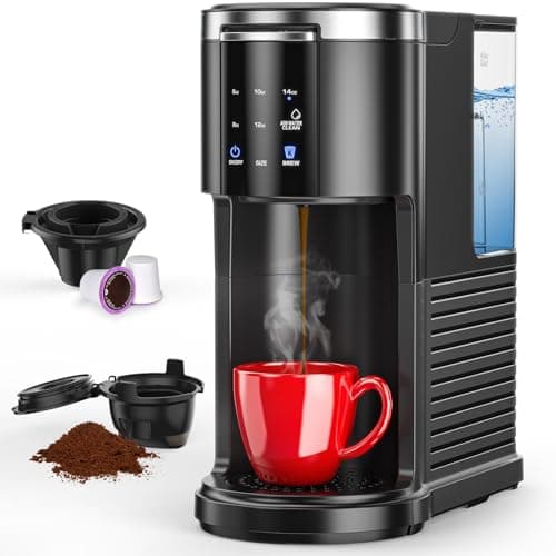 COWSAR Commercial Single Serve Coffee Maker, K Cup Coffee Brewer for Capsule and Ground Coffee, Capsule Coffee Machine with 40 Oz Water Tank, Instant-Heat, 5 Brew Sizes Up To 14 Oz, Classic Black
