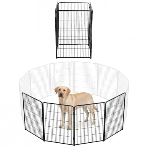 NEWBULIG Dog Playpen for Indoor 40 Inch 4 Panels - Portable Heavy Duty Metal Pet Exercise Pen, Foldable Small Medium Large Dog Puppy Playpen Fence for Outdoor RV, Camping, Yard, Garden