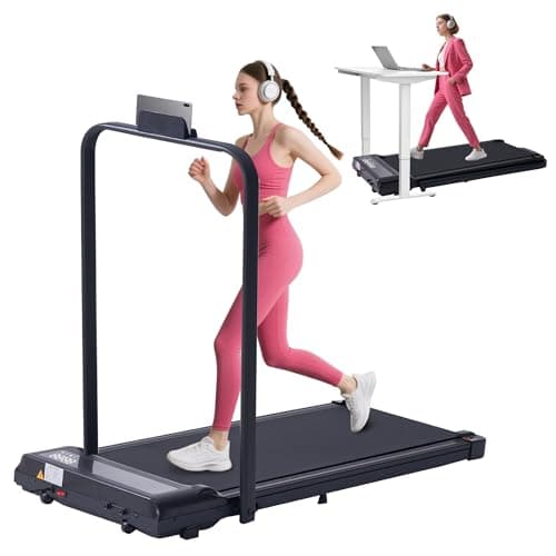 Portable Treadmill with Handles, 0.6-6.2MPH Compact Walking Pad with Handle Bar, 3.0HP Electric Walking Pads Treadmills for Home Small, 320LBS Home Small Under The Desk Treadmill for Small Spaces