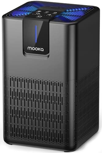Air Purifiers for Home Large Room 1250 Ft²,MOOKA H13 HEPA Air Purifier for Pets Dust Odor Smoke,Aromatherapy Function,Air Cleaner with 15dB Quiet Sleep Mode for Bedroom Office Living Room,M05,Black