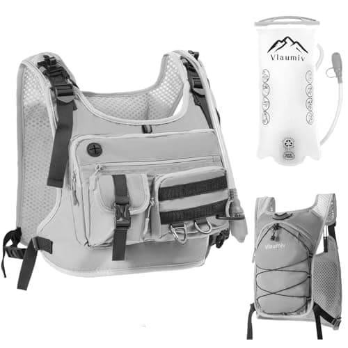 Running Vest with 2L Water Bladder, Hydration Backpack with Adjustable Straps, Lightweight & Breathable Design, Reflective Chest Pack for Men & Women, Ideal for Running and Cycling, Grey