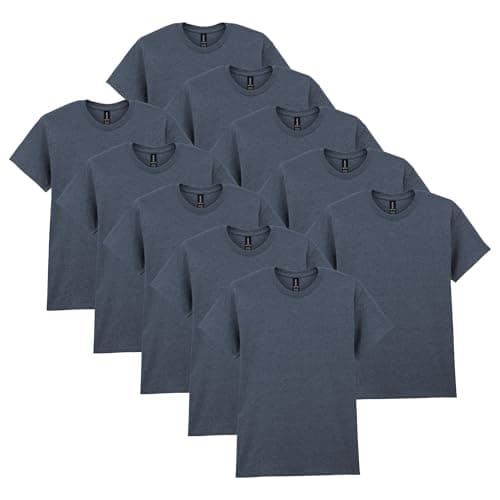 Gildan Men's Heavy Cotton T-Shirt, Style G5000, Multipack, Dark Heather (10-Pack), X-Large