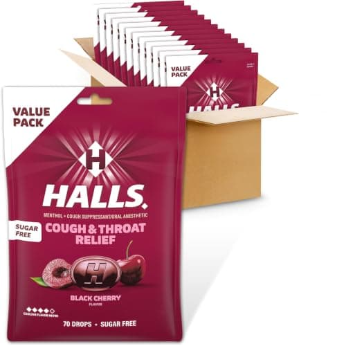 HALLS Cough & Throat Relief Black Cherry Sugar Free Cough Drops, 840 ct