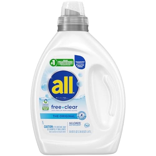 all free clear The Original Laundry Detergent for Sensitive Skin, 50oz, 110 Loads, Unscented, Hypoallergenic and Concentrated, Dye Free, Dermatologist Tested, HE Safe