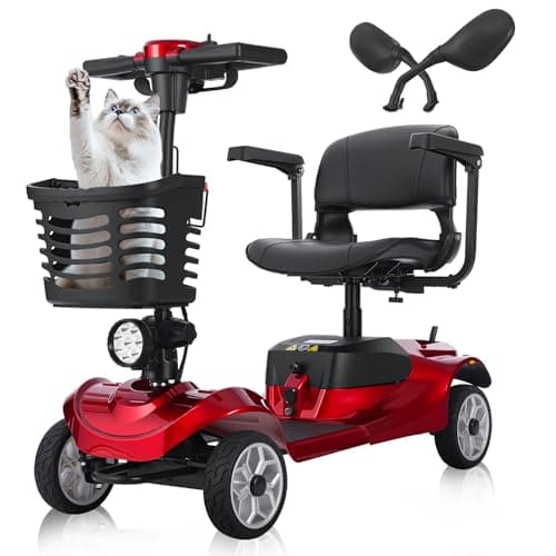Cycmate Mobility Scooter for Seniors/Adults, up to 330lbs Capacity, 4 Wheel Mobility Scooters with 15 Miles 350W 5MPH,Removable Battery, Adjustable Seat, LED Headlights