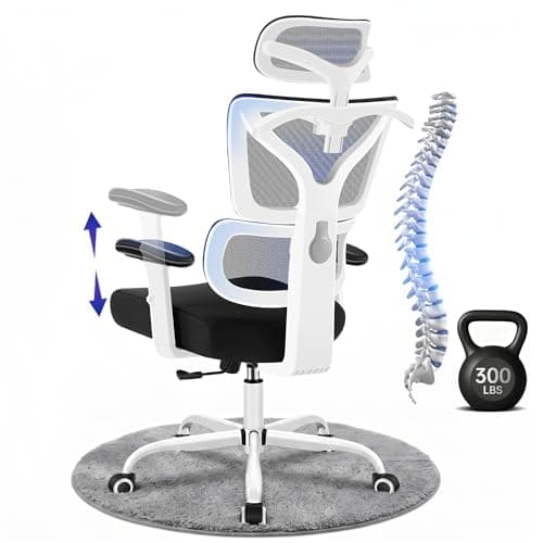 Hayelf Ergonomic Office Chair, High Back Mesh Computer Chair with Comfortable Adaptive Lumbar Support, Built-in Coat Hanger, SGS Class 4 Gas Lift, Heavy Duty 300lbs for Long Hours Home Office