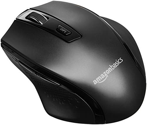 Amazon Basics Ergonomic Wireless Mouse - DPI Adjustable - Black Pack of 20 Units