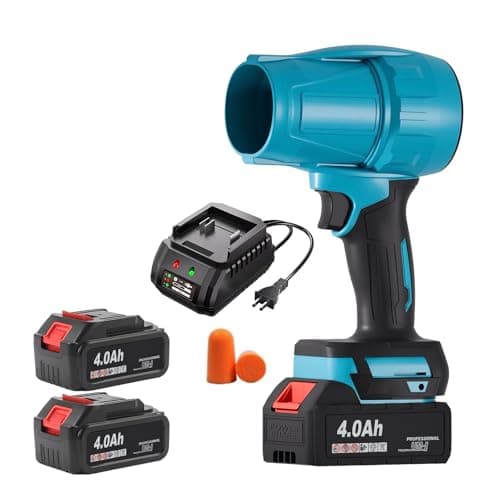 Leaf Blower Cordless with 2 Battery,2 X 4.0Ah,Portable Brushless Motor Electric Leaf Blower for Lawn Care,Dust Cleaner Handheld Blowers for Patio,Blowing Leaves(Blue)