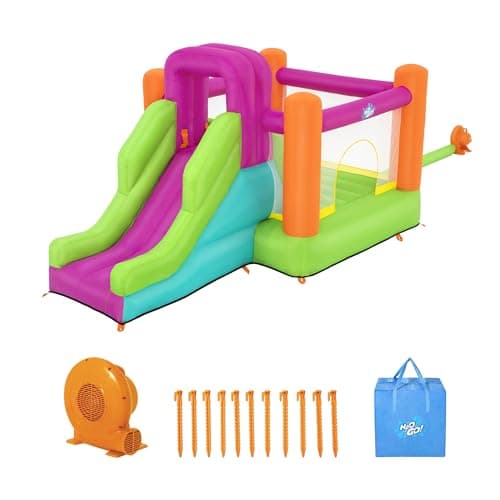 H2OGO! Mega Bouncer - Slide Flyer - 10'11" x 6' 6" x 6' - Inflatable Jumping Activity Center, Slide, Mesh Sidewalls, Indoor & Outdoor Play, Kids 3+