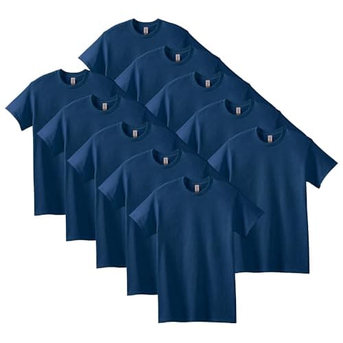 Gildan Men's 10-Pack Heavy Cotton Adult T-Shirt (G5000), Navy, Medium