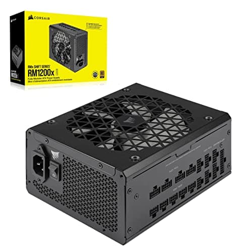 Corsair RM1200x Shift Fully Modular ATX Power Supply - Side Interface - ATX 3.1 & PCIe 5.1 Compliant - Zero RPM Fan Mode - 105°C-Rated Capacitors - 80 Plus Gold Efficiency - Black