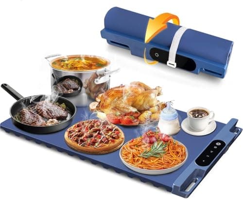 HGUNBI Food Warming Mat,Fast Heating Silicone Electric Warming Tray with 3 Level Temperature and 3 Level Timer, Roll Up Buffet Hot Plates Heat Pads