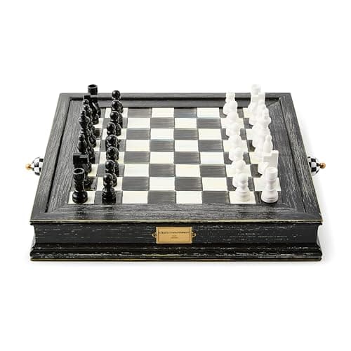 MACKENZIE-CHILDS Chess Set, Classic and Decorative Board Game, Black-and-White Courtly Check
