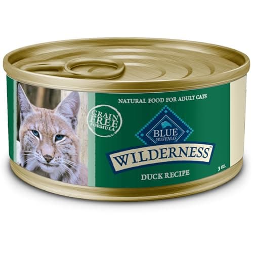 Blue Buffalo Wilderness Natural High-Protein Grain-Free Wet Food for Adult Cats, Duck Paté, 3-oz. Cans, 24 Count