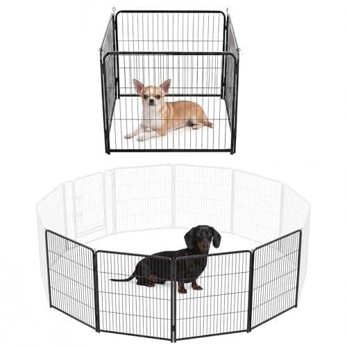 NEWBULIG Dog Playpen for Indoor 24 Inch 4 Panels - Portable Heavy Duty Metal Pet Exercise Pen, Foldable Small Dog Puppy Playpen Fence for Outdoor RV, Camping, Yard, Garden