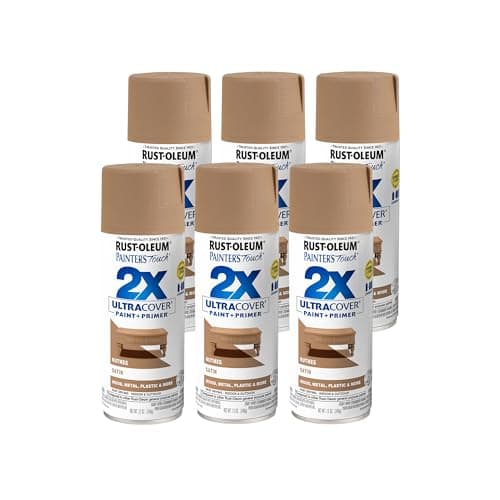 Rust-Oleum 249070-6PK Painter's Touch 2X Ultra Cover Spray Paint, 12 oz, Satin Nutmeg, 6 Pack