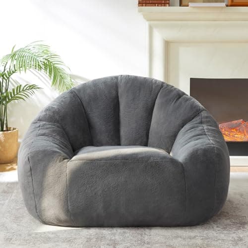 HUGHEAVEN Max Giant Bean Bag Chair, Oversized Bean Bag Sofa for Adults & Teens, Ultra-Soft Comfy Fluffy Floor Lounge Chair with Armrests, Large Bean Bag Couch for Gaming, Reading & Relaxing