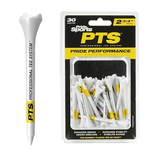 PrideSports PTS Plastic Golf Tees | 30 Count, 2-3/4 Inch | #1 Plastic Tee on Tour | Best for Drivers & Woods