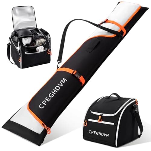 CPEGHDVM Ski Bag and Boot Bag Combo- Ski Bags for Air Travel, Ski Boot Bag Safety Reinforce Ski Carrier Bag Fits for Skis Up to 200cm & Boots US13, Water- resistant Ski Travel Bag