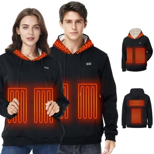 WUEAOA Heated Hoodie for Men Women,Pullover Heated Sweatshirt with 6 Heating Zones and 7.4V Battery Pack