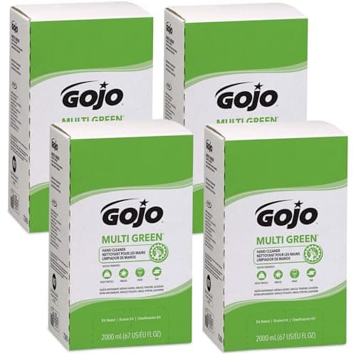 GOJO MULTI GREEN Hand Cleaner Natural Citrus Solvent, 2000 mL, USDA Certified Biobased Product Hand Cleaner with Natural Pumice Refill PRO TDX Push Style Dispenser (Pack of 4) - 7265-04