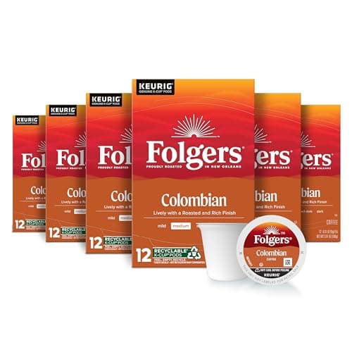 Folgers Colombian Medium Roast Coffee, 72 Keurig K-Cup Pods