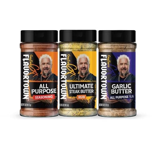 Guy Fieri's Flavortown Dry Rub & Seasoning Variety - Salt & Spices Blend for Cooking & Grilling, Use on Steak, Chicken, Vegetables, Pork, & More, Ultimate Steak, Garlic Butter, All Purpose - Pack of 3