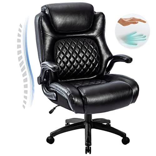 COLERLINE High Back Big & Tall 400lb Office Chair - Heavy Duty Metal Base, Adjustable Tilt Angle Large Bonded Leather Ergonomic Executive Desk Computer Swivel Chair