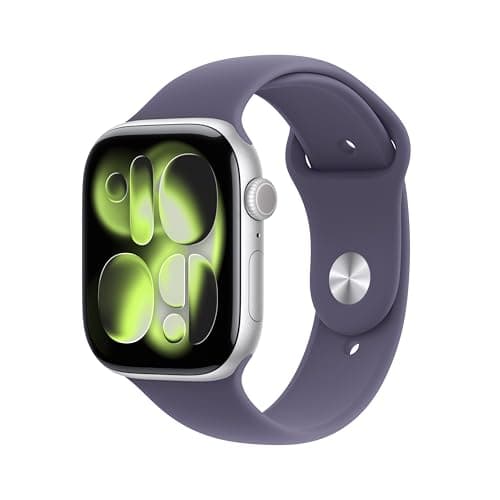 Apple Watch Series 11 [GPS + Cellular 46mm] Smartwatch with Silver Aluminum Case with Purple Fog Sport Band - M/L. Sleep Score, Fitness Tracker, Health Monitoring, Always-On Display, Water Resistant