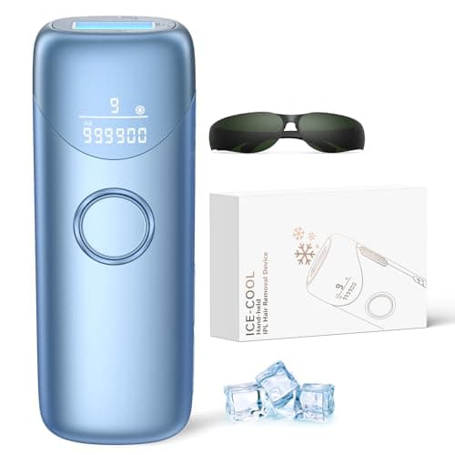 Ubroo Laser Hair Removal with 5℃ Ice Cooling,Hand-held Hair Removal Device IPL Hair Removal for Women and Men,Reduce Hair Regrowth,Full Body Use for Legs,Bikini,Armpits（Blue）