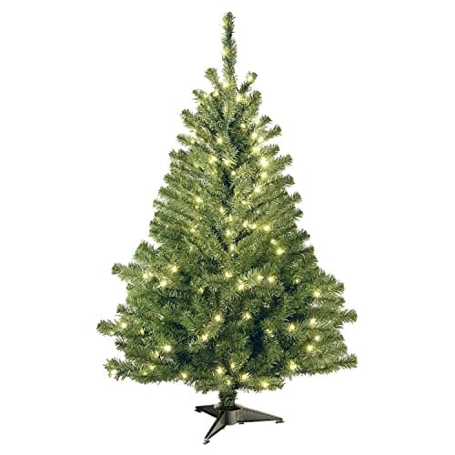 National Tree Company 4 ft Pre-Lit Kincaid Spruce Mini Artificial Christmas Tree, 100 Clear Lights, 269 Tips, Includes Stand, Green