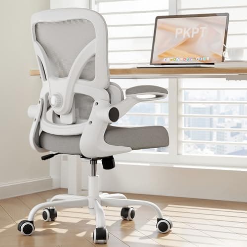 PKPT Mesh Office Chair, 330LBS Ergonomic Comfy Desk Chair with Adjustable Lumbar Support, Executive Computer Chairs for Home Office, White