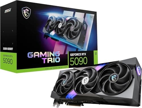 msi Gaming RTX 5090 32G Gaming Trio OC Graphics Card (32GB GDDR7, 512-bit, Extreme Performance: 2497 MHz, DisplayPort x3 2.1a, HDMI 2.1b, NVlDlA Blackwell Architecture)