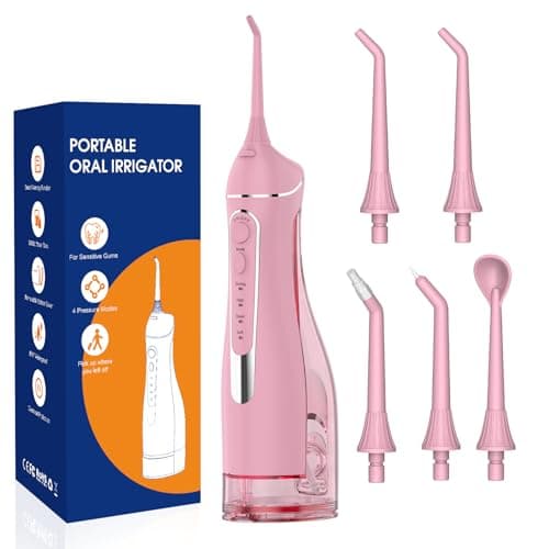 Water flossers for Teeth Pick, Portable Oral Irrigator Dental with 4 Modes 5 Jet Tips, IPX7 Rechargeable Water Tooth Flosser for Braces Sensitive Gum Care，300ml Tank for Home Travel Use